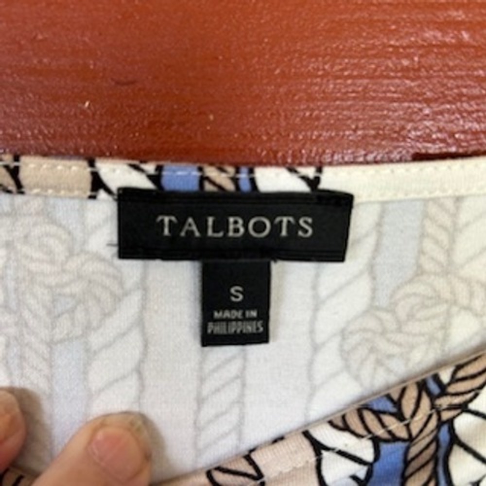 Talbots Womens Top Nautical Rope Print Boat Neck 3/4 Sleeve Pullover Size S - Picture 5 of 7